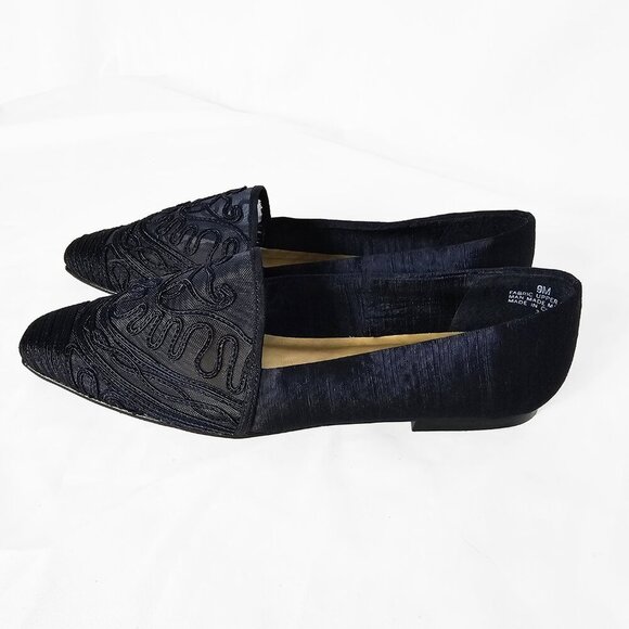 Vintage Mootsies Tootsies 90's Navy Embroidered Slip On Flats - Picture 3 of 5
